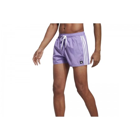 Adidas Performance 3-Stripes CLX Ανδρικό Μαγιό Σορτς Μωβ, Λευκό