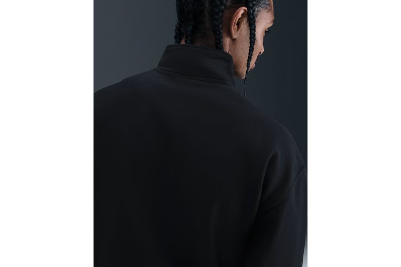 Nike Solo Swoosh Fleece Ανδρική Μακρυμάνικη Μπλούζα με Φερμουάρ Μαύρη