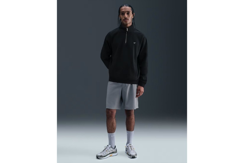 Nike Solo Swoosh Fleece Ανδρική Μακρυμάνικη Μπλούζα με Φερμουάρ Μαύρη