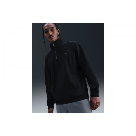 Nike Solo Swoosh Fleece Ανδρική Μακρυμάνικη Μπλούζα με Φερμουάρ Μαύρη