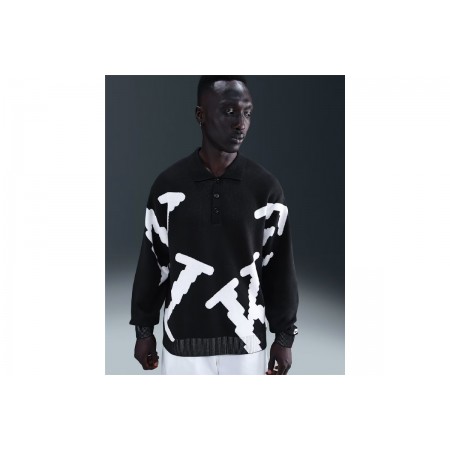 Nike Sportswear Club Rugby Ανδρικό Πουλόβερ Μαύρο, Λευκό