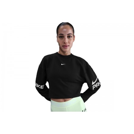 Nike Pro Dri-Fit French Terry Γυναικεία Crop Μπλούζα Μαύρη