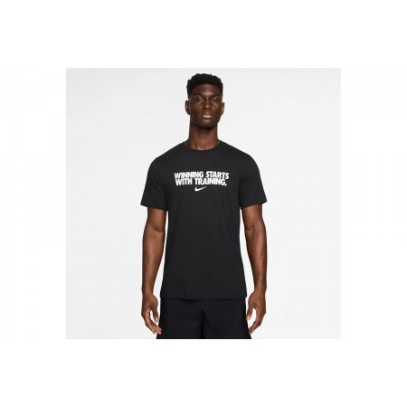 Nike Dri-FIT Winning Ανδρικό Κοντομάνικο T-Shirt Μαύρο