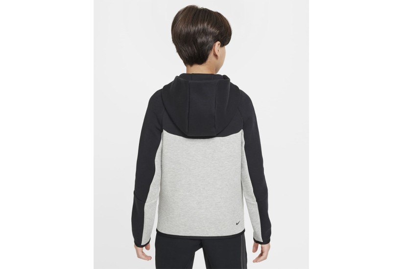 Nike Sportswear Tech Fleece Παιδική Ζακέτα με Κουκούλα Γκρι, Μαύρη