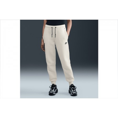 Nike Sportswear Tech Fleece Γυναικείο Παντελόνι Φόρμας Εκρού, Μαύρο