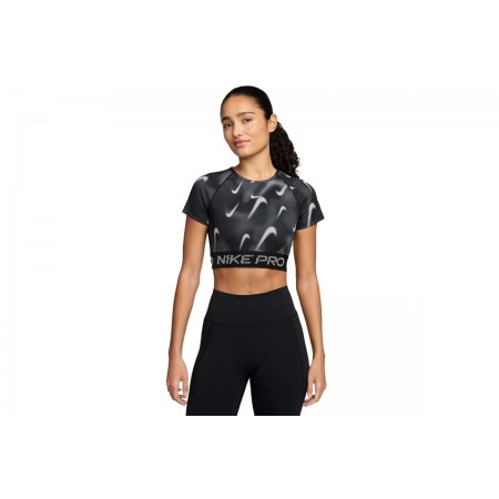 Nike Pro Dri-Fit Γυναικείο Κοντομάνικο Crop Top Ανθρακί, Γκρι