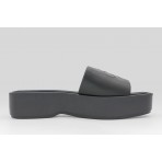 Calvin Klein Amelia Leather Platform Sliders Γυναικεία Σανδάλια Μαύρα