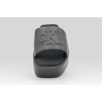 Calvin Klein Amelia Leather Platform Sliders Γυναικεία Σανδάλια Μαύρα