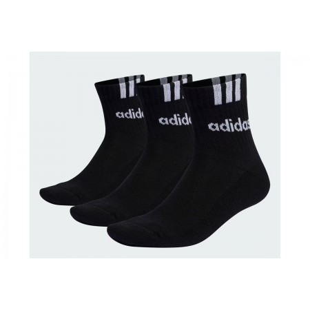 Adidas Performance 3 Stripes Linear Half Unisex Κάλτσες μέχρι τη Γάμπα Μαύρες 3 Ζευγάρια