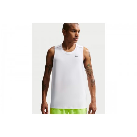 Nike Miler Dri-FIT Ανδρική Αμάνικη Μπλούζα Λευκή