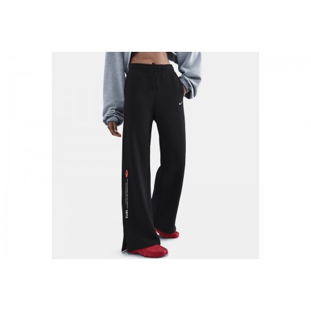 Nike Sportswear Wide-Leg Γυναικείο Παντελόνι Φόρμας Μαύρο