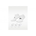 Nike Everyday Elevated No-Show Κάλτσες κάτω από τον Αστράγαλο Λευκές 3 Ζευγάρια