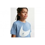 Nike Sportswear Club Παιδικό Κοντομάνικο T-Shirt Σιέλ, Λευκό