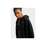 Nike Studio Fleece Oversized Cropped Γυναικεία Βαμβακερή Ζακέτα με Κουκούλα Μαύρη