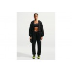 Nike Studio Fleece Oversized Cropped Γυναικεία Βαμβακερή Ζακέτα με Κουκούλα Μαύρη
