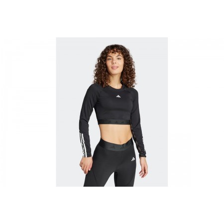 Adidas Performance Hyglam Γυναικείο Μακρυμάνικο Crop Top Μαύρο