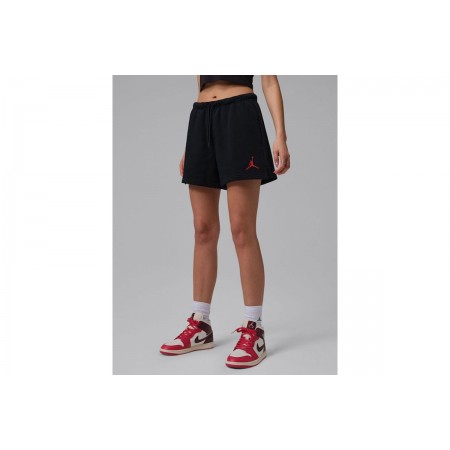 Jordan Jumpman Fleece Γυναικείο Αθλητικό Σορτς Μαύρο, Κόκκινο