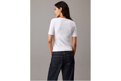 Calvin Klein Slim Ribbed V-Neck T-Shirt Γυναικείο (J20J224455 YAF)