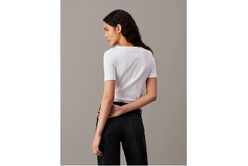 Calvin Klein Slim Ribbed Cotton T-Shirt Γυναικείο (J20J224458 YAF)