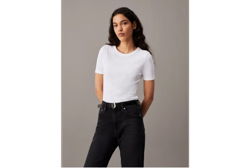 Calvin Klein Slim Ribbed Cotton T-Shirt Γυναικείο (J20J224458 YAF)