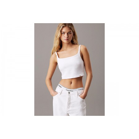 Calvin Klein Denim Τοπ Bralette Crop Top Αμάνικο Γυναικείο 