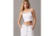 Calvin Klein Denim Γυναικείο Αμάνικο Crop Top Λευκό