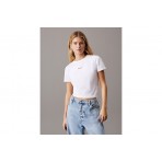 Calvin Klein Slim Cropped Badge Γυναικείο Κοντομάνικο T-Shirt Λευκό