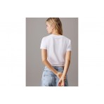 Calvin Klein Slim Cropped Badge Γυναικείο Κοντομάνικο T-Shirt Λευκό