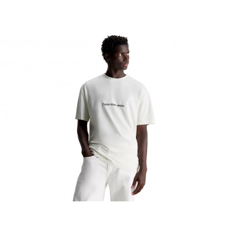 Calvin Klein Ανδρικό Κοντομάνικο T-Shirt Εκρού