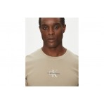 Calvin Klein Monogram Ανδρικό Κοντομάνικο T-Shirt Μπεζ