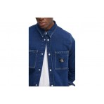 Calvin Klein Denim Patch Logo Slim Fit Μακρυμάνικο Τζιν Πουκάμισο