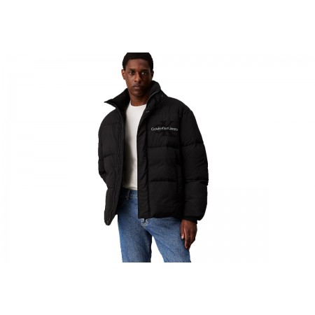 Calvin Klein Oversized Chenille Ανδρικό Puffer Μπουφάν Μαύρο