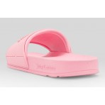 Juicy Couture Logo Embossed Sliders Γυναικείες Παντόφλες Ροζ