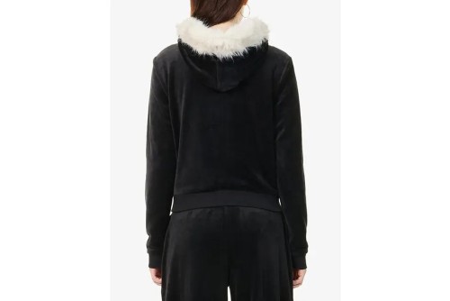 Juicy Couture Pom Pom Faux Fur Bamboo Ζακέτα Βελουτέ Γυναικεία (JCGAS225007 101)