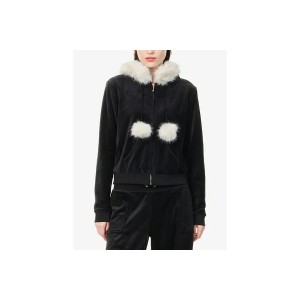 Juicy Couture Pom Pom Faux Fur Bamboo Ζακέτα Βελουτέ Γυναικεία (JCGAS225007 101)