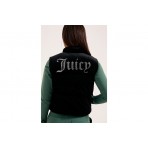 Juicy Couture Cropped Diamante Velour Γυναικείο Αμάνικο Μπουφάν Μαύρο