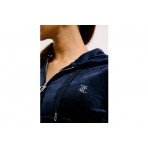 Juicy Couture Γυναικεία Ζακέτα Βελουτέ με Κουκούλα Μπλε Σκούρο