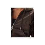 Juicy Couture Madison Γυναικεία Ζακέτα Βελουτέ με Κουκούλα Καφέ