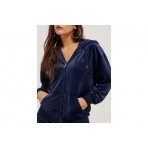Juicy Couture Halan Γυναικεία Ζακέτα Βελουτέ με Κουκούλα Μπλε Σκούρο
