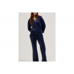 Juicy Couture Halan Γυναικεία Ζακέτα Βελουτέ με Κουκούλα Μπλε Σκούρο