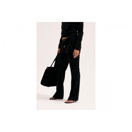 Juicy Couture Outline Diamante Wide Leg Γυναικείο Παντελόνι Φόρμας Μαύρο