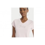 Juicy Couture Capped V-Neck Γυναικείο Κοντομάνικο T-Shirt Ροζ
