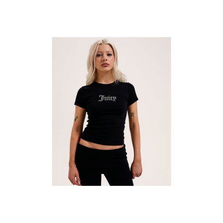 Juicy Couture Diamante Logo Γυναικείο Κοντομάνικο T-Shirt Μαύρο