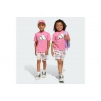 Adidas Performance Seasonal Essentials Fun Παιδικό Σετ Κοντομάνικη Μπλούζα - Σορτς Ροζ, Λευκό