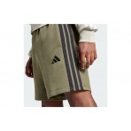 Adidas Performance Essential 3-Stripes Ανδρική Αθλητική Βερμούδα Χακί, Μαύρη