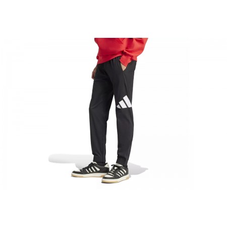 Adidas Big Logo Single Jersey Ανδρικό Παντελόνι Φόρμας Μαύρο