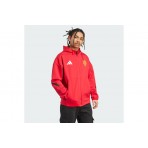 Adidas Performance Manchester United Z.N.E. Aνδρική Ζακέτα με Κουκούλα Κόκκινη