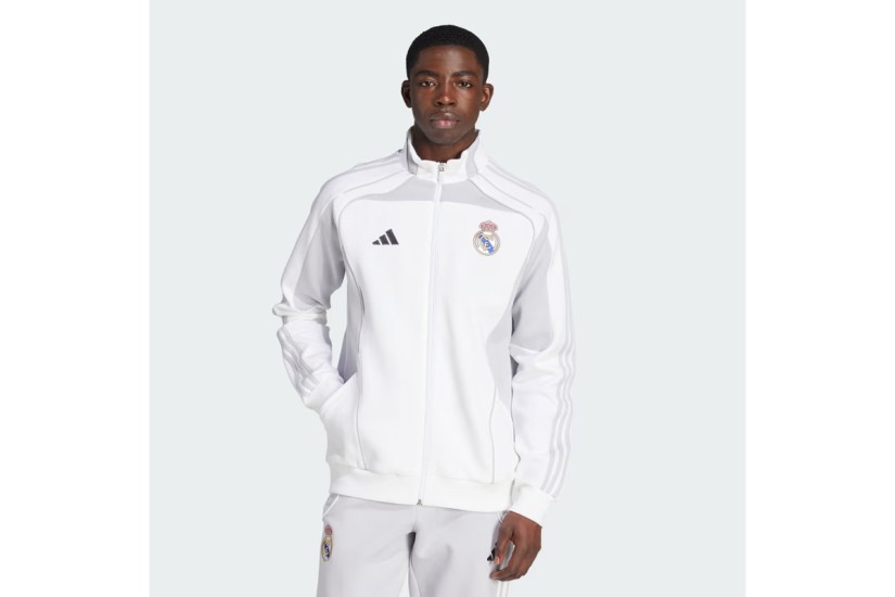 Adidas Real Madrid UBP Ανδρική Βαμβακερή Ζακέτα Λευκή, Γκρι