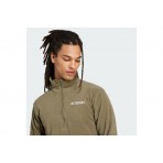 Adidas Multi Essentials Fleece Ανδρική Μπλούζα με Φερμουάρ Λαδί