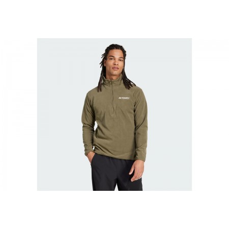 Adidas Multi Essentials Fleece Ανδρική Μπλούζα με Φερμουάρ Λαδί